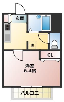 ロータス(1K/1階)の間取り写真