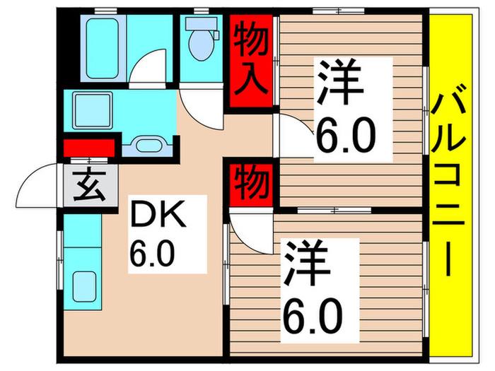 マルヒラビル(2DK/1階)の間取り写真