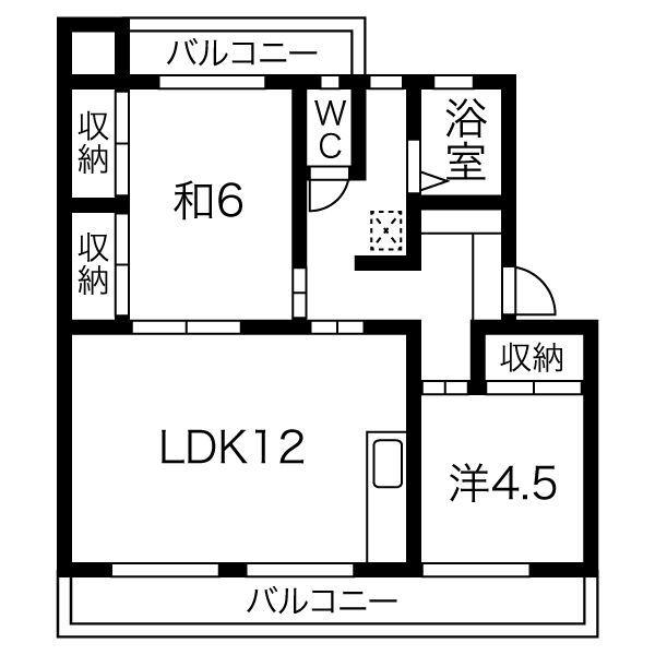 コーポポエム(2LDK/1階)の間取り写真