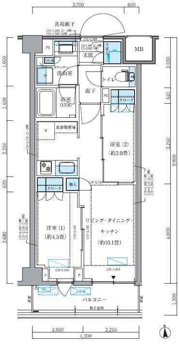 パークアクシス品川シーサイド(2LDK/2階)の間取り写真