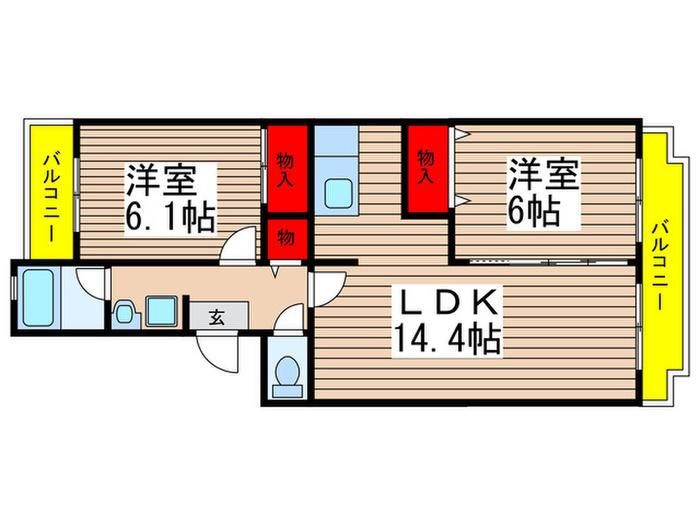 ロイヤルグリーン八千代4号棟(2LDK/1階)の間取り写真