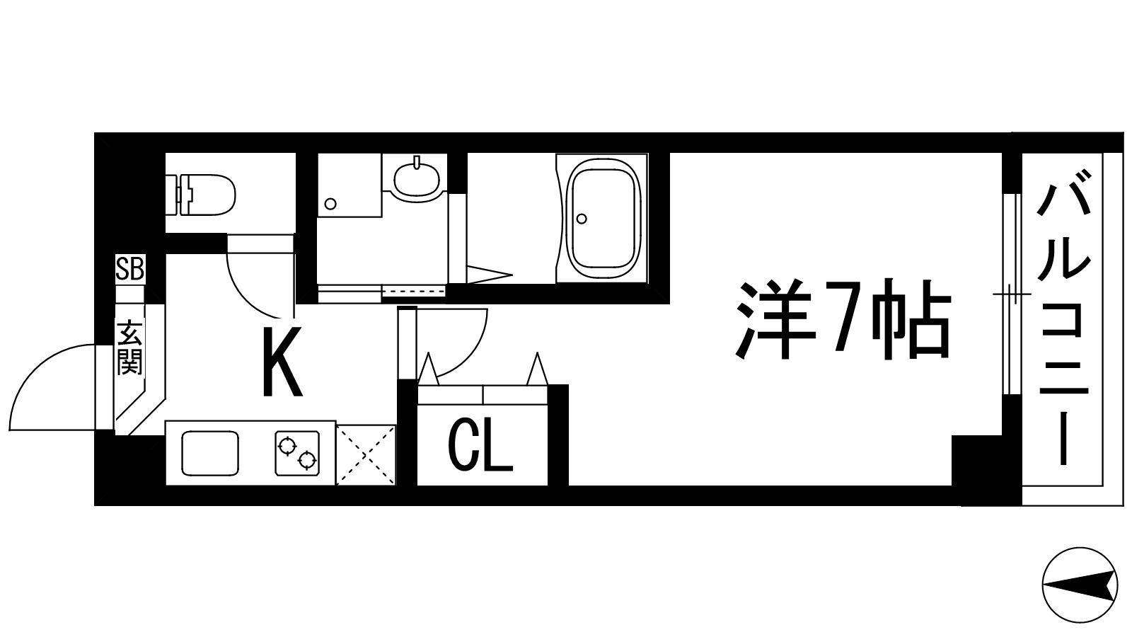 AILE石橋2(1K/1階)の間取り写真