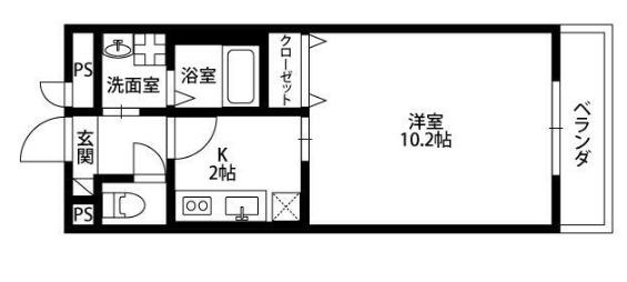 アムールSORA泉ヶ丘(1K/2階)の間取り写真