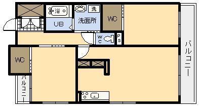 アルテマイスター堀川(2LDK/4階)の間取り写真