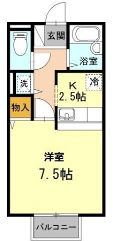 セジュールMIYA(1K/1階)の間取り写真