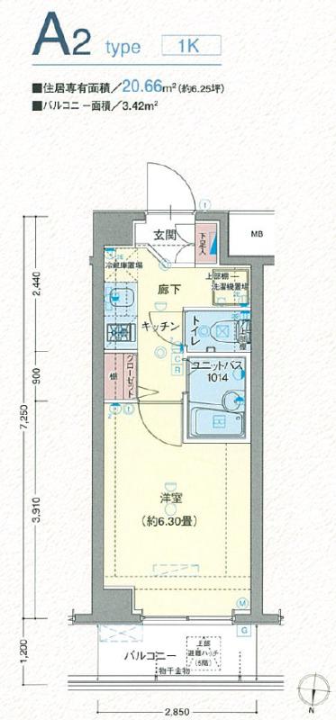 ヴェルト木場マリナコート(1K/5階)の間取り写真