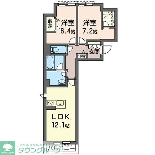 SKY CROSS(2LDK/2階)の間取り写真