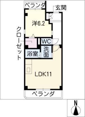 メルベーユHAJI III(1LDK/3階)の間取り写真