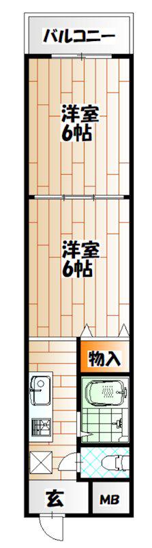 シャルム中島(2K/4階)の間取り写真
