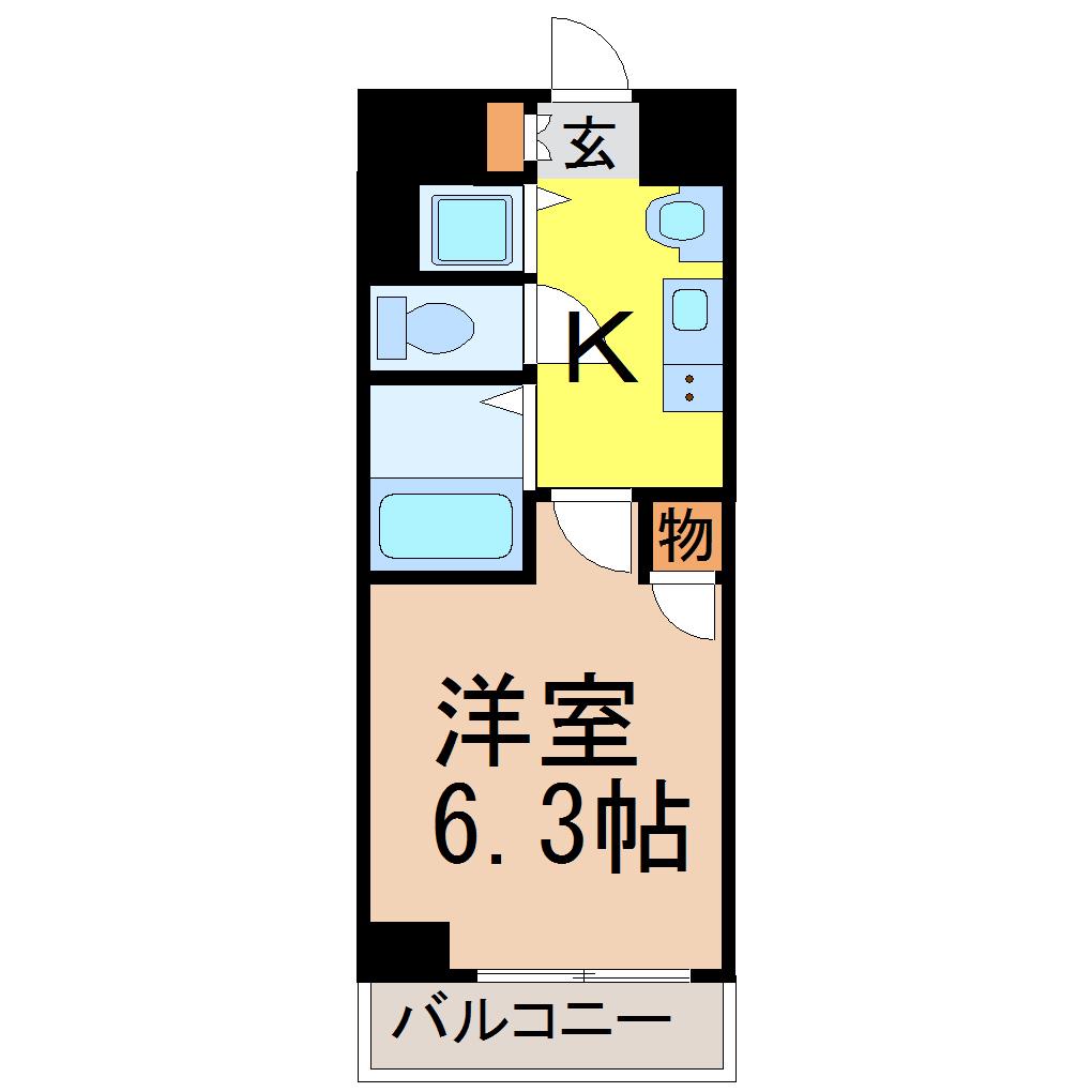 ライジングコート瑞穂通(1K/11階)の間取り写真