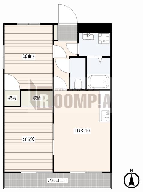横幕レズィデンスI(2LDK/4階)の間取り写真