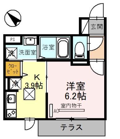 RIHITO堺東(1K/1階)の間取り写真
