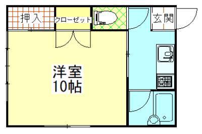 シャトー51 I(1K/1階)の間取り写真