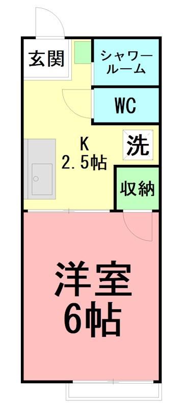 シティハイムベルB(1K/2階)の間取り写真