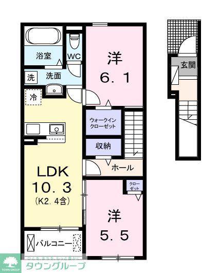 ラベンダーベイ(2LDK/2階)の間取り写真