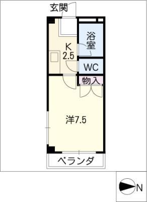 勝井ビル(1K/1階)の間取り写真