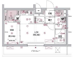 アルコバレーノ ブバイガワラ(1LDK/5階)の間取り写真