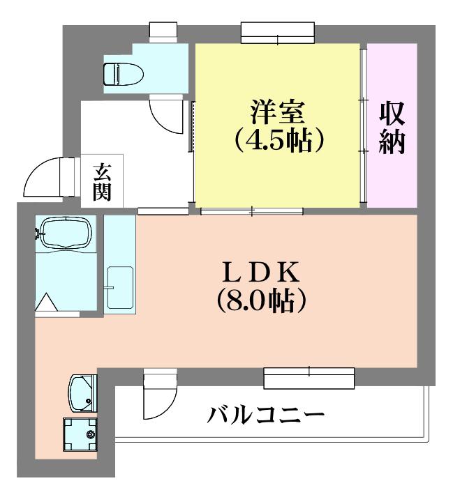 ドミールサニー緑町(1LDK/1階)の間取り写真