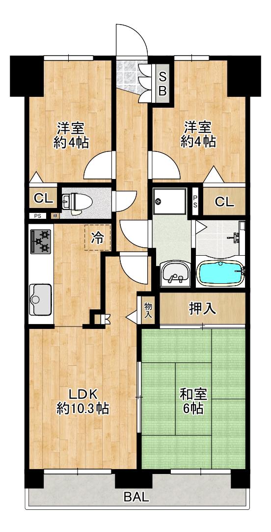 マ・メゾン寿(3LDK/7階)の間取り写真