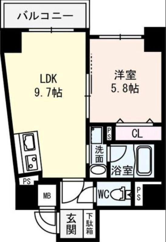 D-REST NAKANOSHIMA(1LDK/7階)の間取り写真