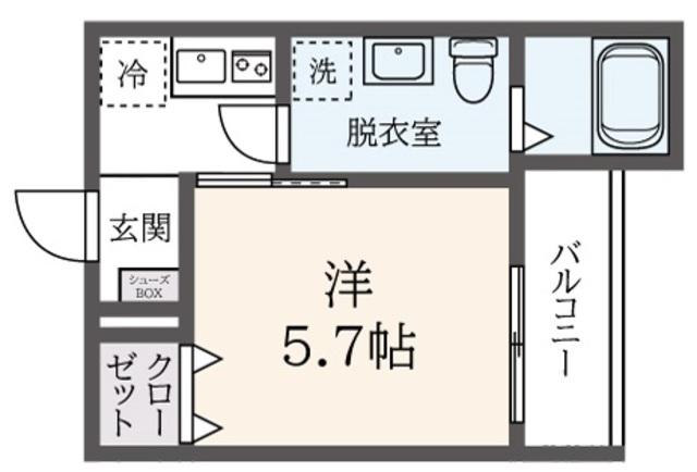 フルーヴテラス(1K/1階)の間取り写真