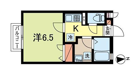 ヴィル・ヌーヴK(1K/2階)の間取り写真