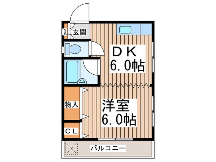 K&Kハイツ(1DK/2階)の間取り写真