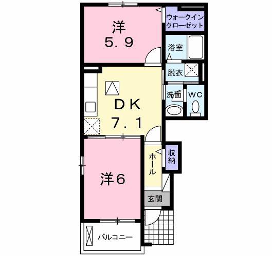 ウエストシー(2DK/1階)の間取り写真