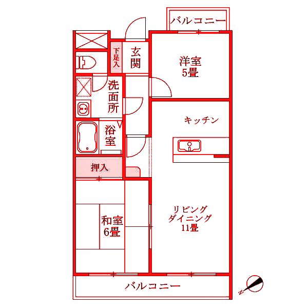 ヒルハイツ妙蓮寺(2LDK/3階)の間取り写真