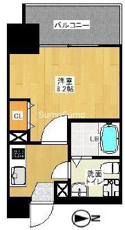 リヴィアス ナンバ ルーチェ(1K/2階)の間取り写真