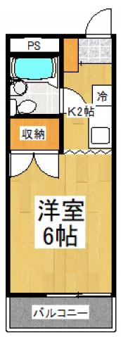 サニーハイツ(1K/2階)の間取り写真