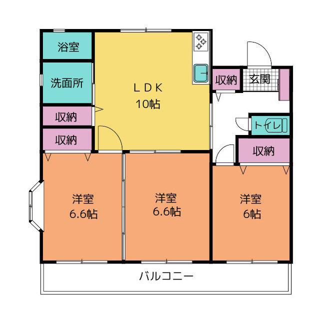 ロイヤルリジョンロード(3LDK/2階)の間取り写真