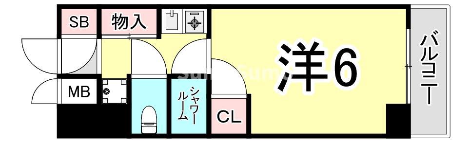 エビス西宮(1K/7階)の間取り写真