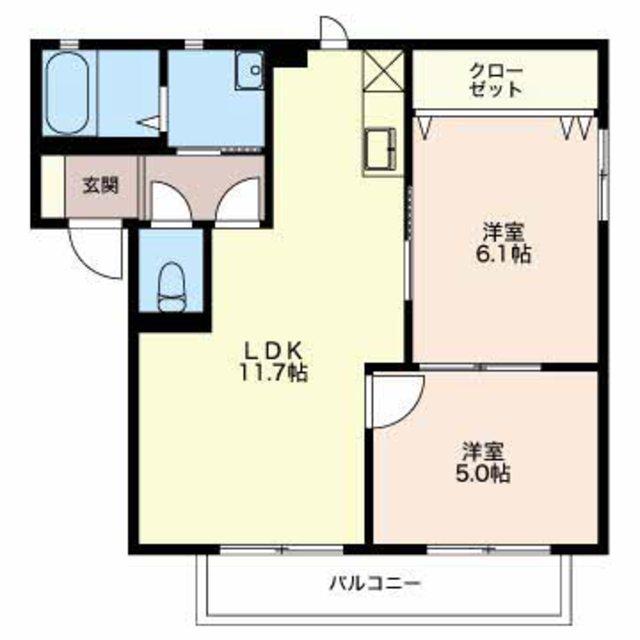 ザリーヤA(2LDK/1階)の間取り写真