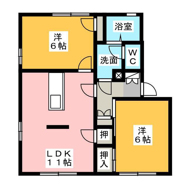 リゾナーレB(2LDK/1階)の間取り写真