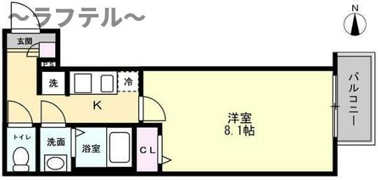 モノリス狭ヶ丘(1K/2階)の間取り写真