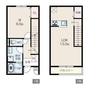 大垣市南若森 木造アパート(1LDK/1階)の間取り写真