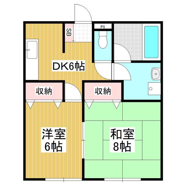 アームスリーファイブ(2DK/2階)の間取り写真