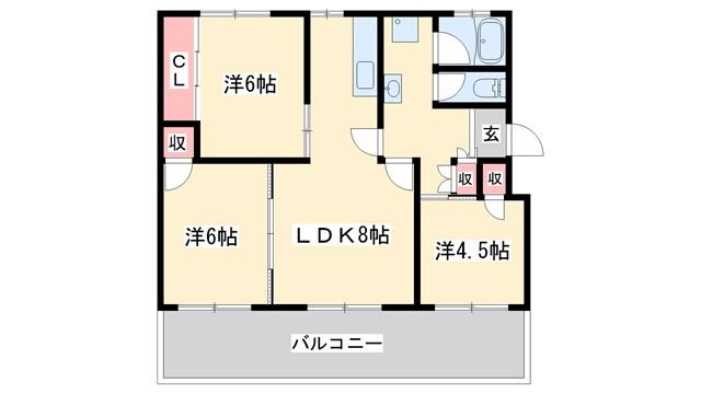 ヴィラナリー加東III1号棟(3LDK/4階)の間取り写真