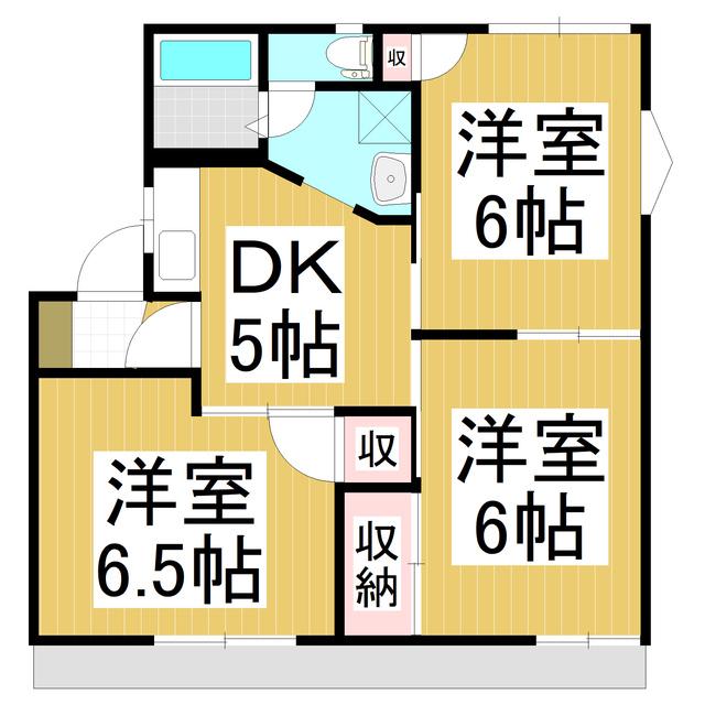 フレグランスひらせB(3DK/1階)の間取り写真