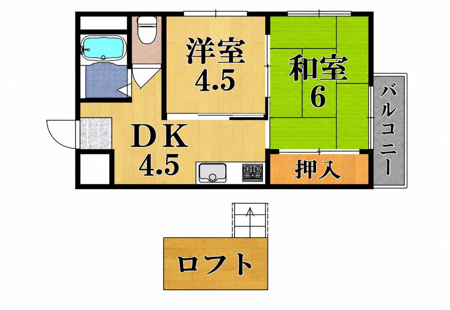 シティパレス学園前PART-I(2DK/4階)の間取り写真