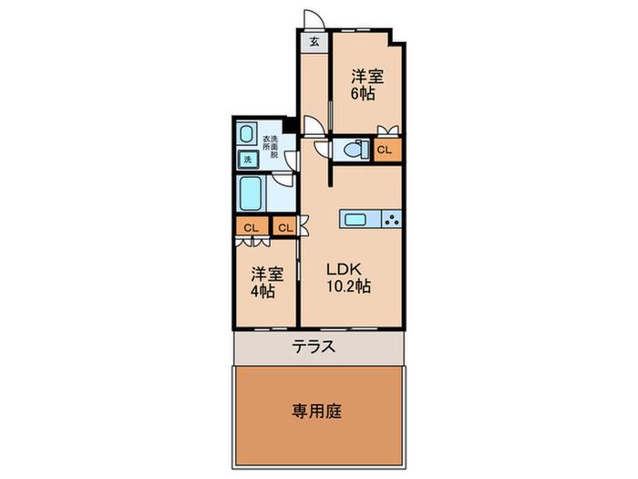 プレミスト針中野駅前(2LDK/1階)の間取り写真