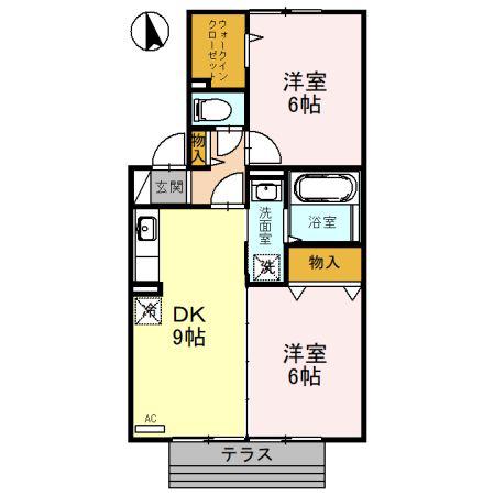 ルーチェ(2DK/1階)の間取り写真