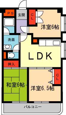 コンコード苦楽園(3DK/4階)の間取り写真
