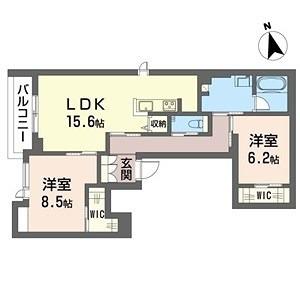 フローラ(2LDK/2階)の間取り写真