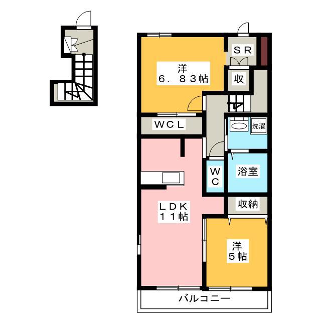 コートグランデII(2LDK/2階)の間取り写真