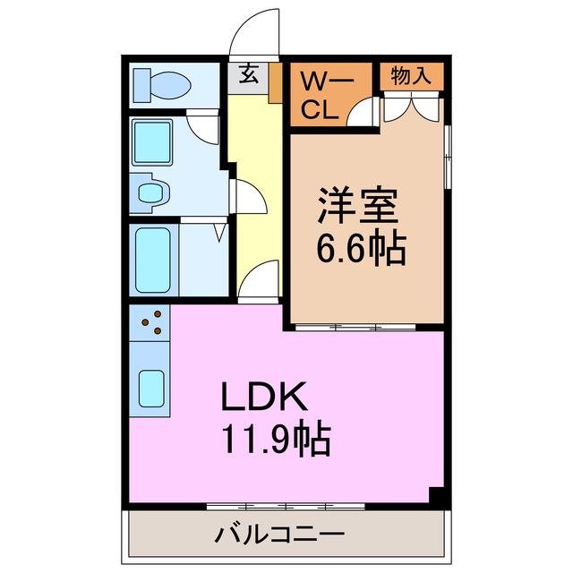 グリーンハイツ水広下(1LDK/2階)の間取り写真
