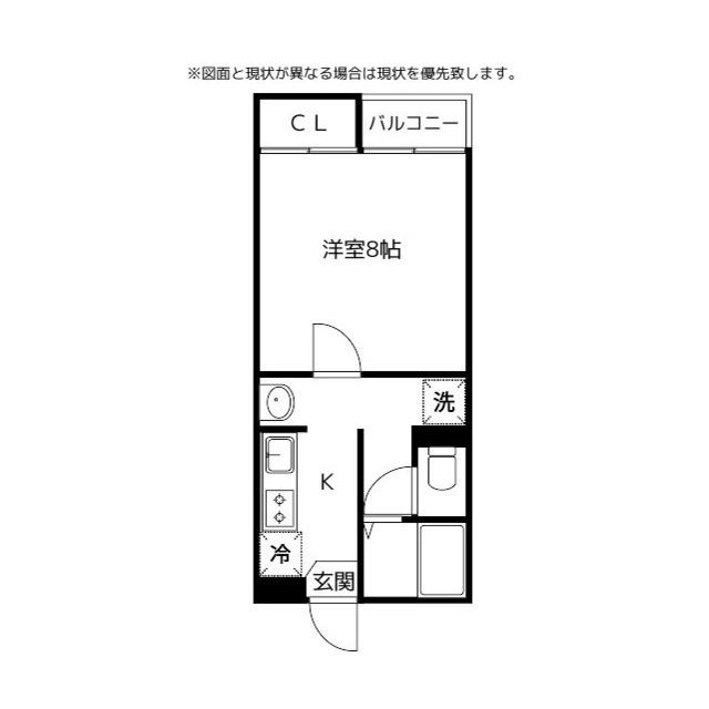 スカイヒルズ(1K/1階)の間取り写真