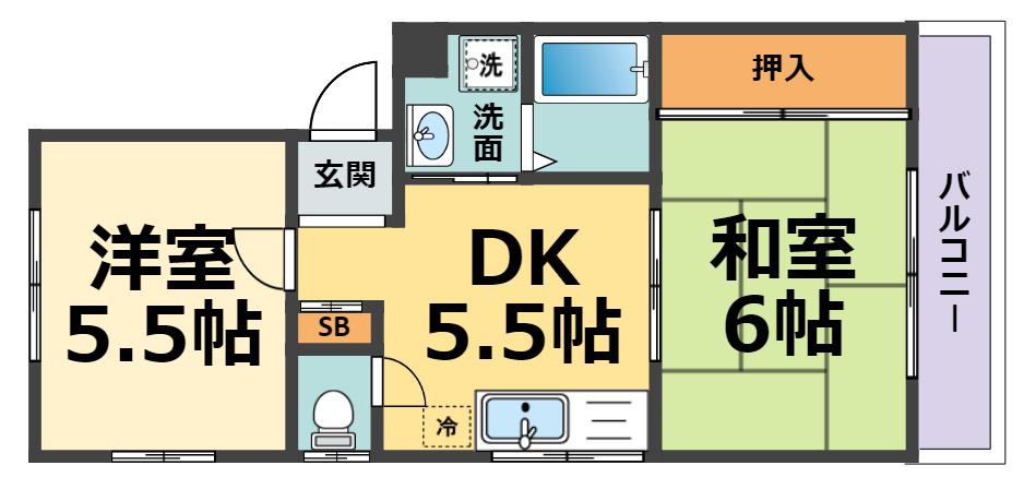 プチ・シェ・モア(2DK/2階)の間取り写真