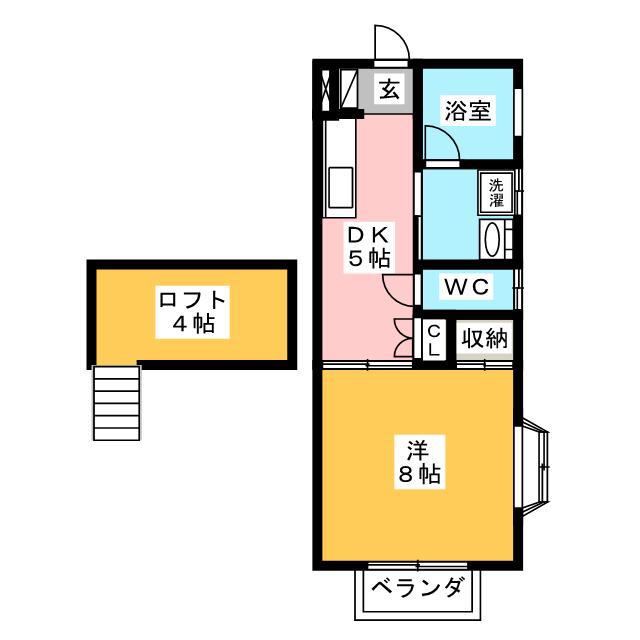 プランドール東町II(1DK/1階)の間取り写真